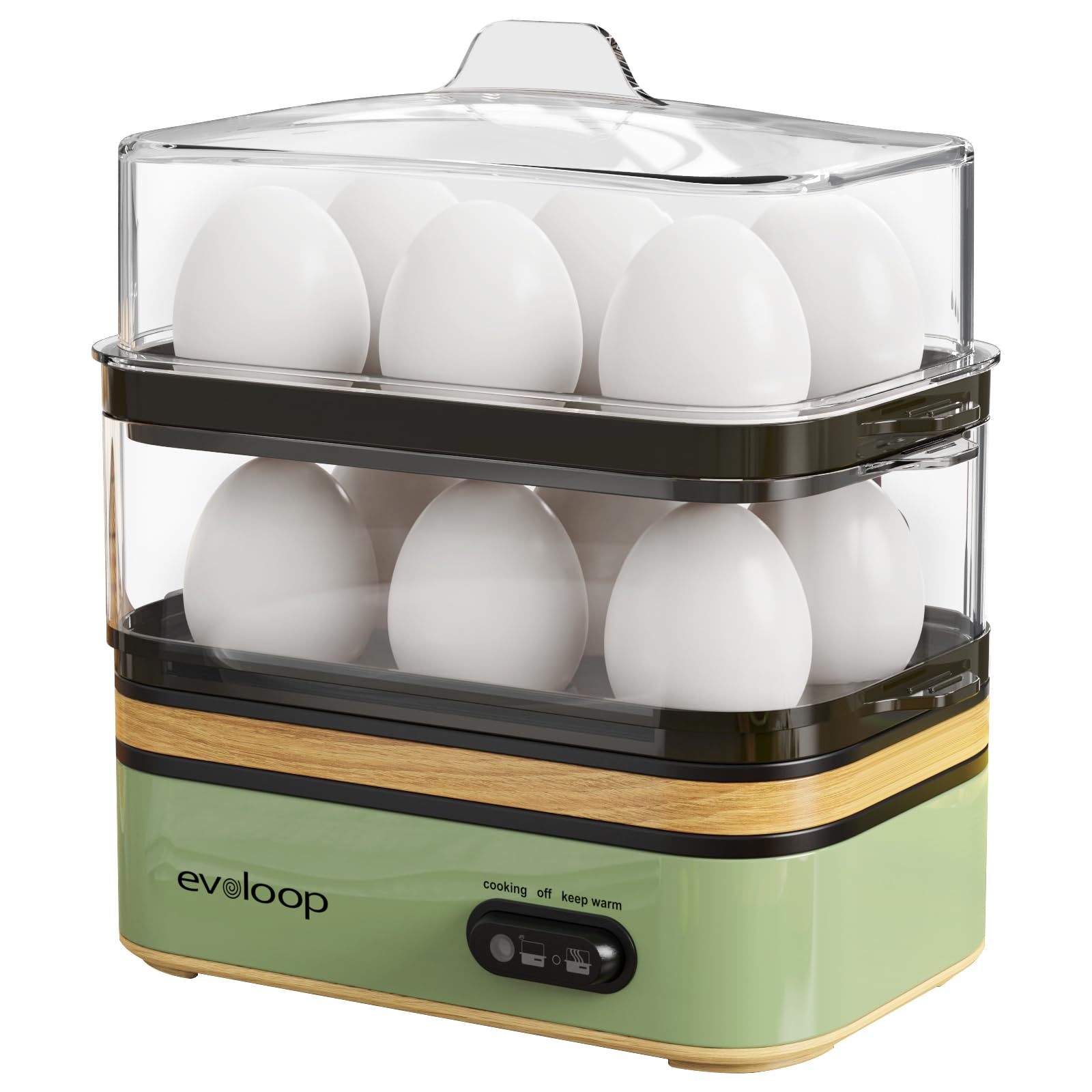 Evoloop Rapid Egg Cooker – 12-Egg Electric Cooker with Poacher, Omelet Maker & Steamer