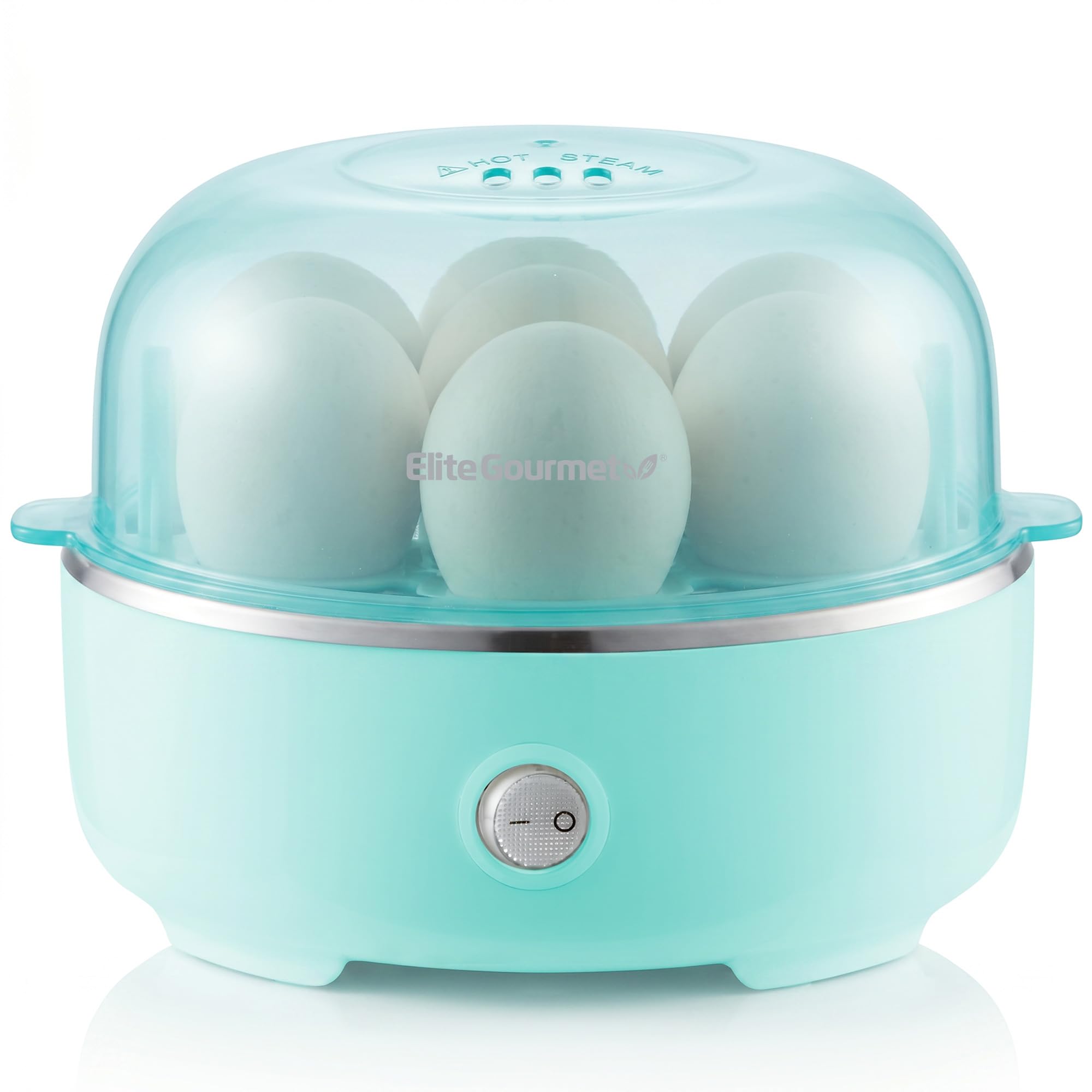 Elite Gourmet Easy Egg Cooker – 7-Egg Electric Cooker with Auto Shut-Off, Retro Mint