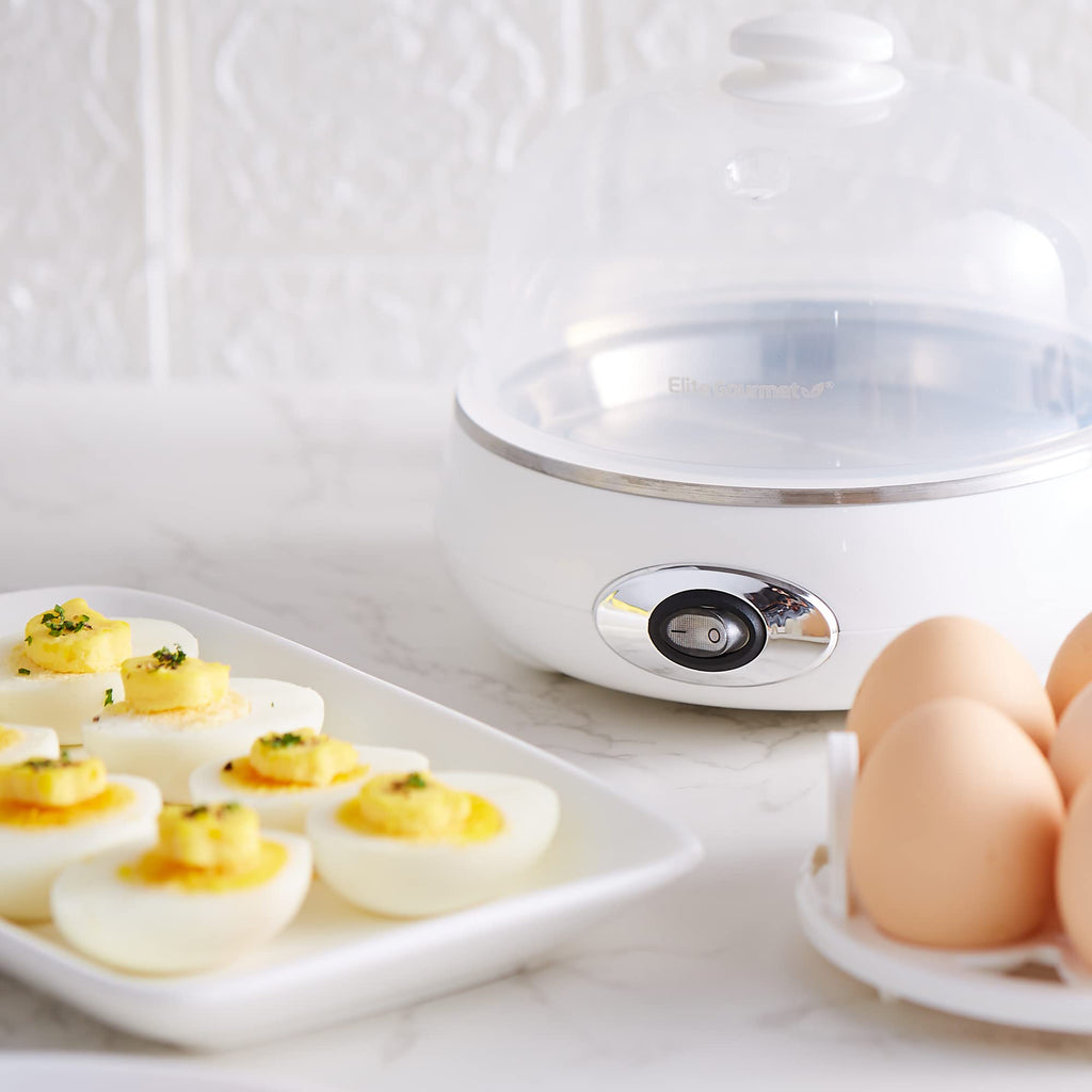 Elite Gourmet Easy Egg Cooker – 7-Egg Electric Cooker with Auto Shut-Off, Retro Mint