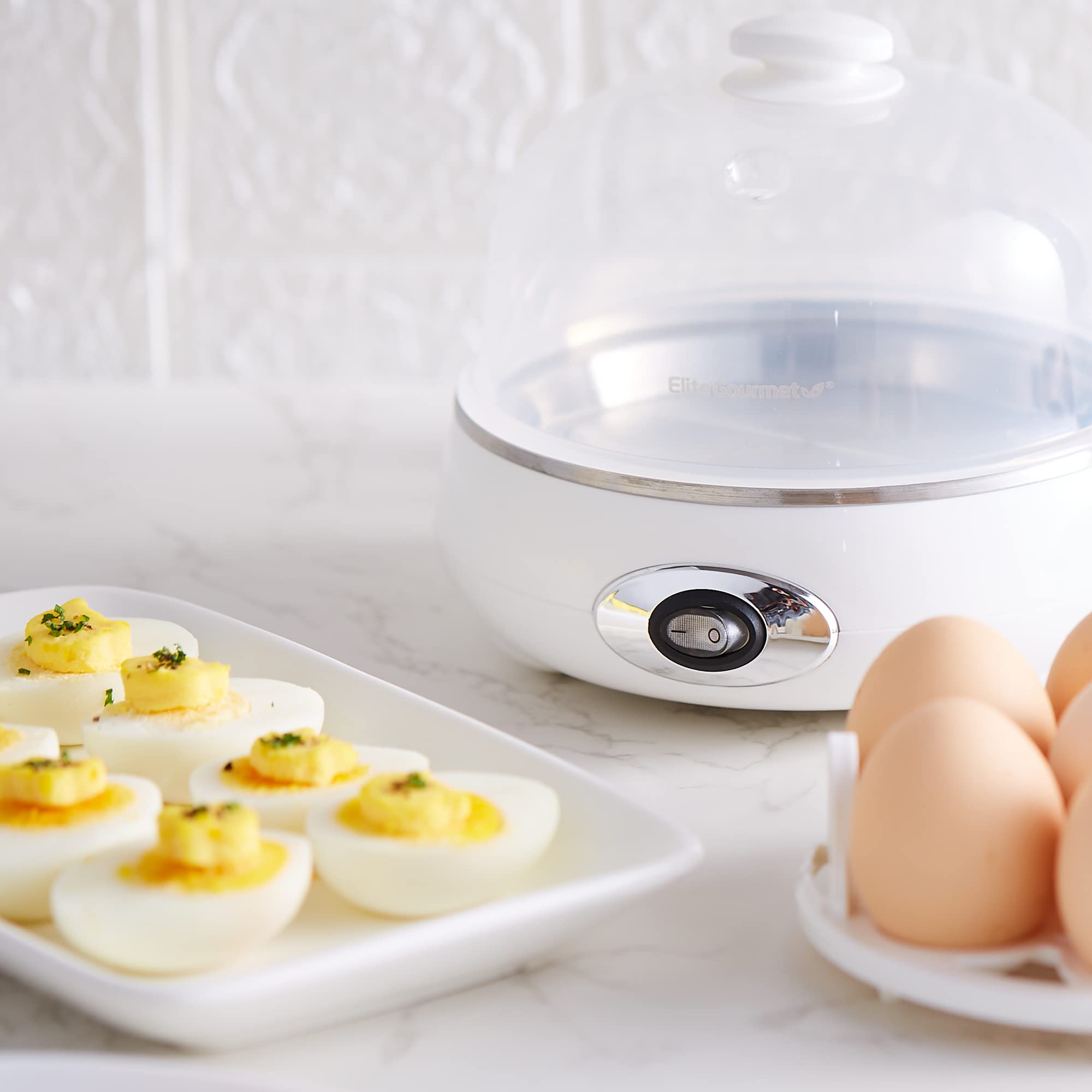 Elite Gourmet Easy Egg Cooker – 7-Egg Electric Cooker with Auto Shut-Off, Retro Mint