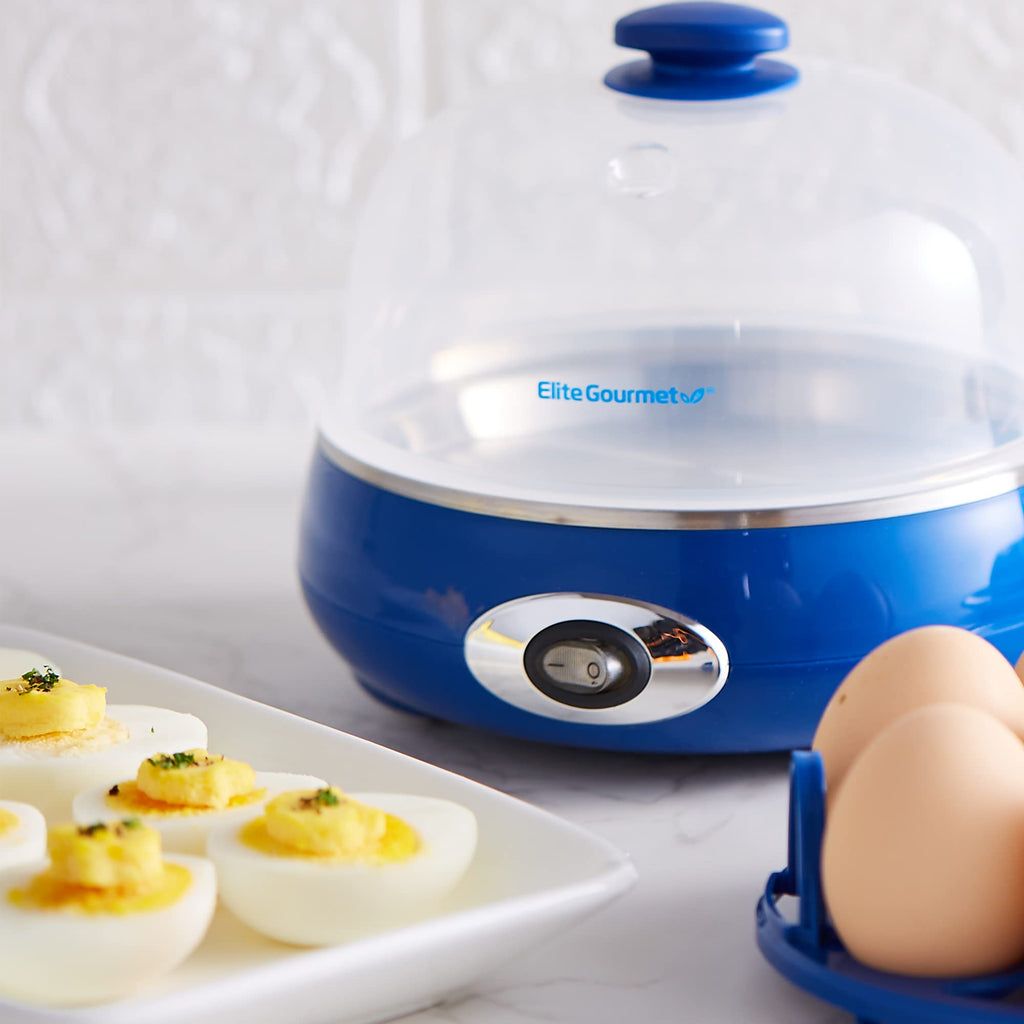 Elite Gourmet Easy Egg Cooker – 7-Egg Electric Cooker with Auto Shut-Off, Retro Mint
