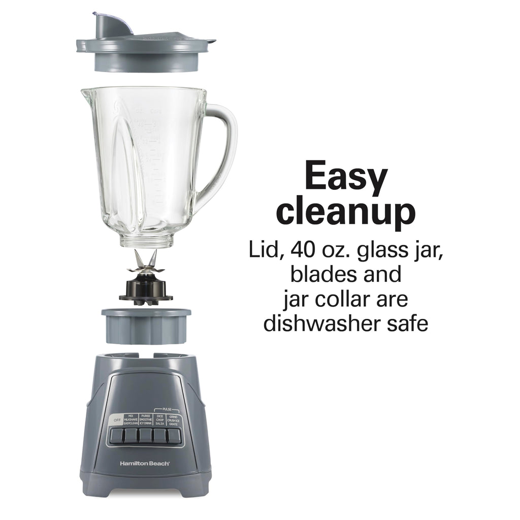 Hamilton Beach Power Elite Wave Action Blender – 700W, 40 oz Glass Jar, 12 Functions