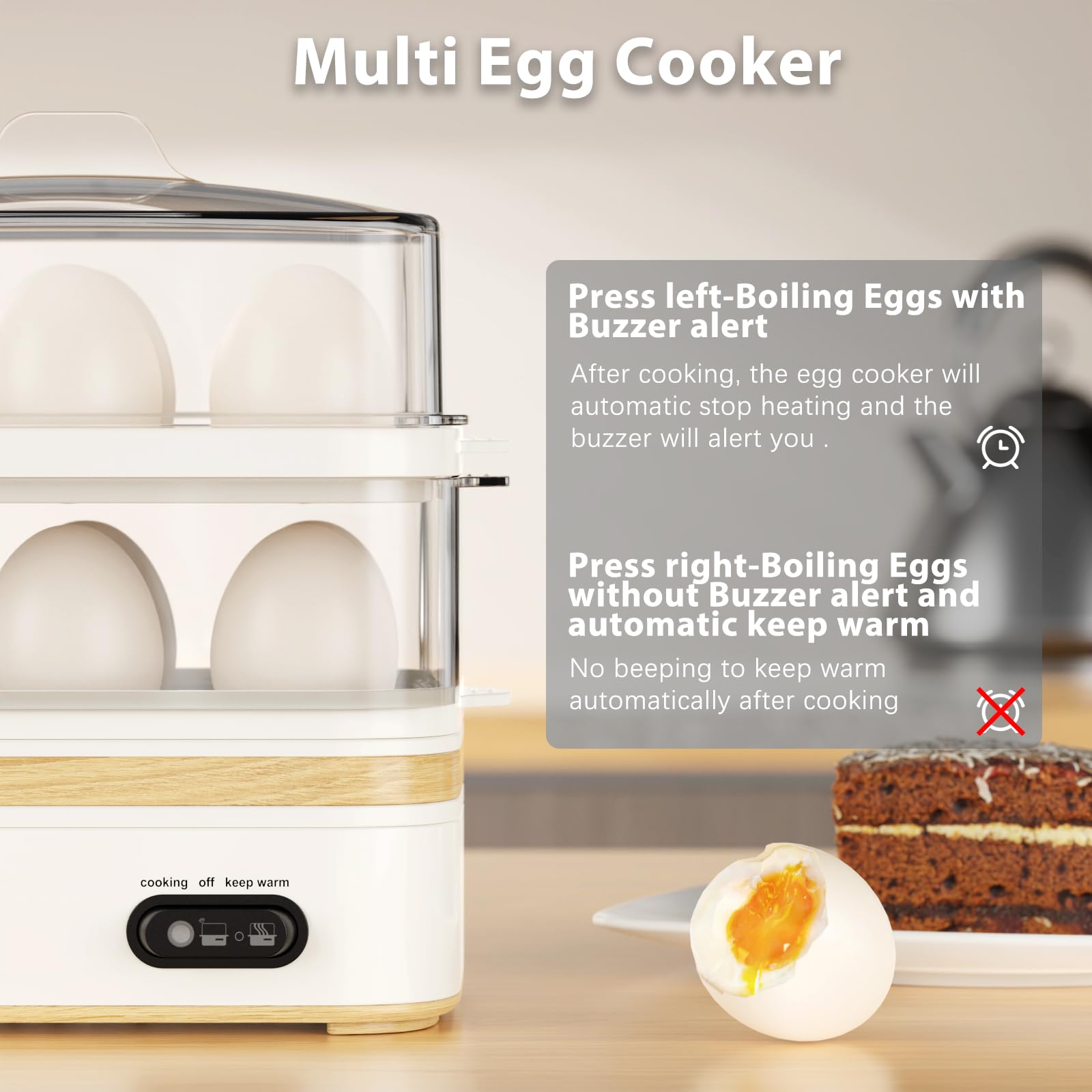 Evoloop Rapid Egg Cooker – 12-Egg Electric Cooker with Poacher, Omelet Maker & Steamer