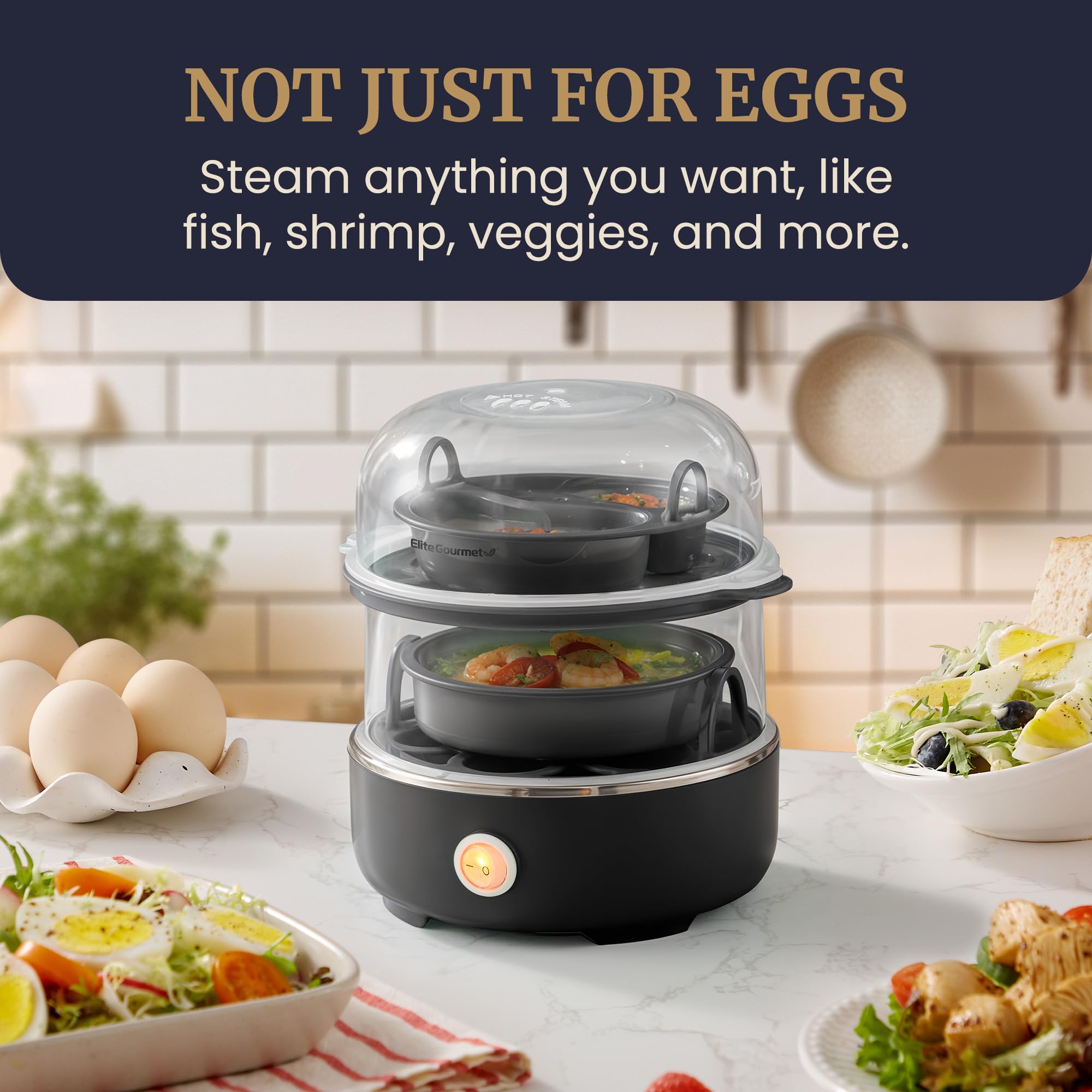Elite Gourmet Easy Egg Cooker – 7-Egg Electric Cooker with Auto Shut-Off, Retro Mint