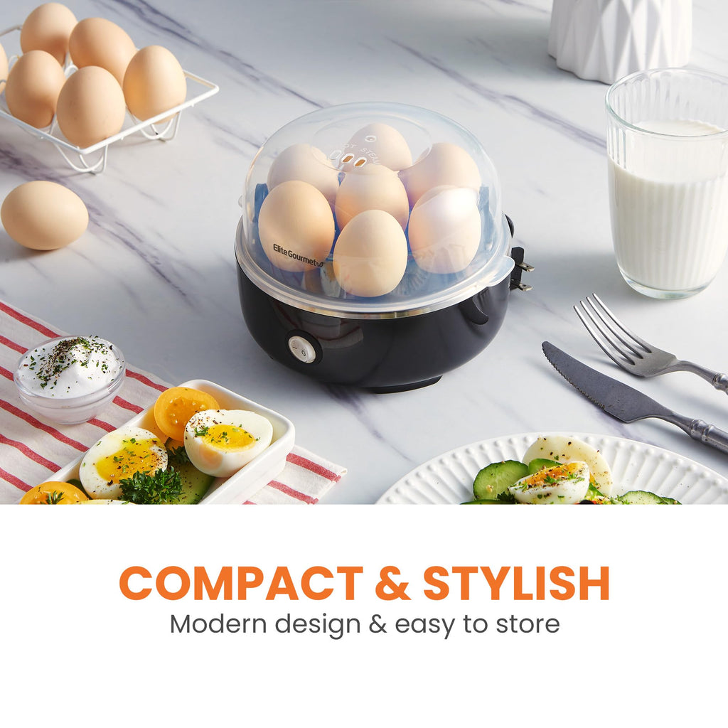 Elite Gourmet Easy Egg Cooker – 7-Egg Electric Cooker with Auto Shut-Off, Retro Mint