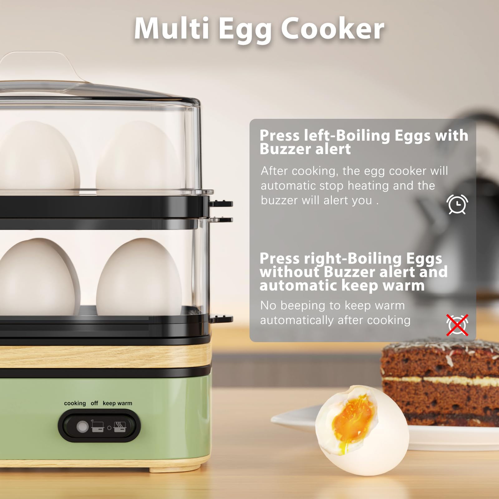 Evoloop Rapid Egg Cooker – 12-Egg Electric Cooker with Poacher, Omelet Maker & Steamer