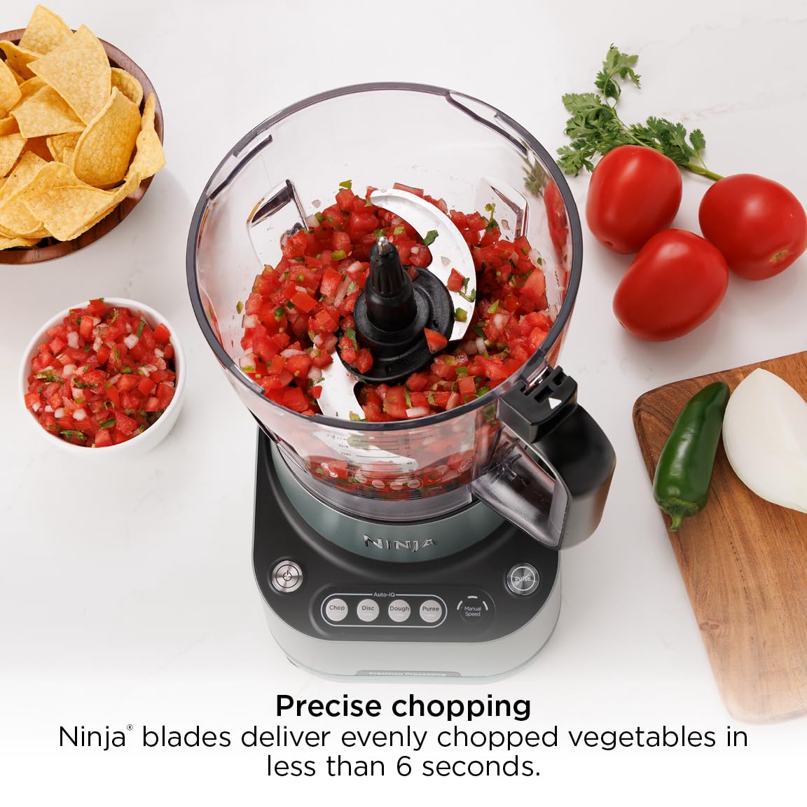 Ninja Food Processor, Professional Plus, 1000 Peak Watts, 4 Functions for Chopping, Slicing, Purees & Dough with 9-Cup Processor Bowl, 3 Blades, Food Chute & Pusher, Grey, BN601