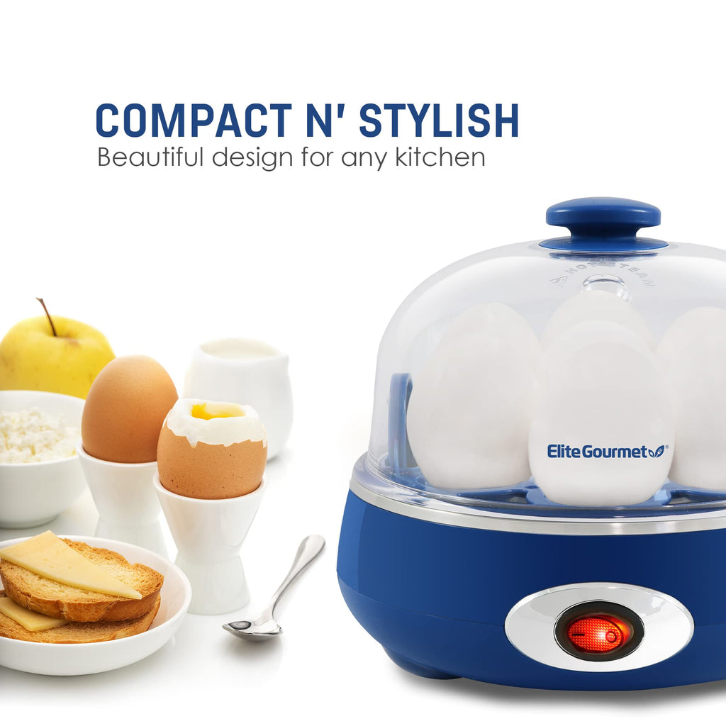 Elite Gourmet Easy Egg Cooker – 7-Egg Electric Cooker with Auto Shut-Off, Retro Mint