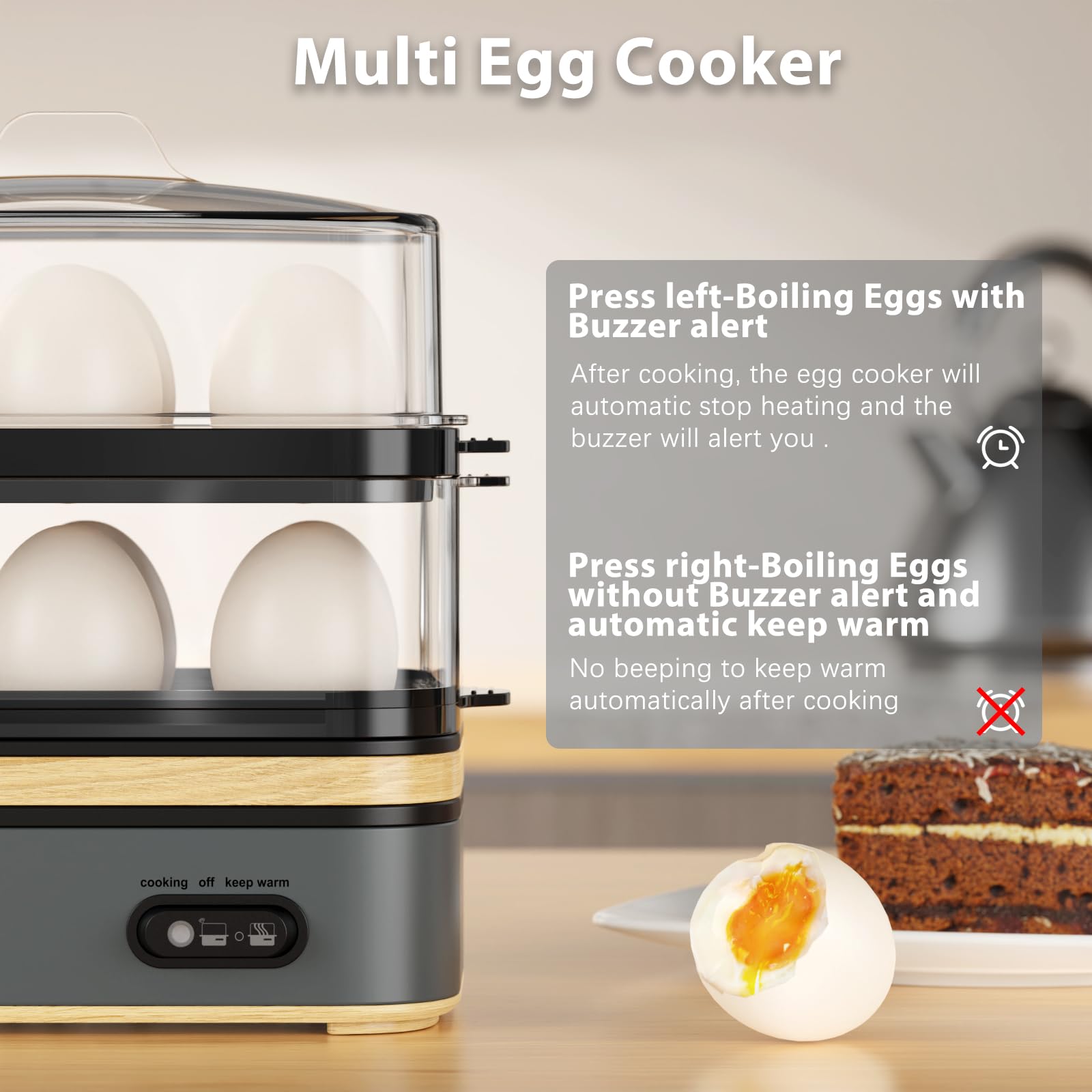 Evoloop Rapid Egg Cooker – 12-Egg Electric Cooker with Poacher, Omelet Maker & Steamer