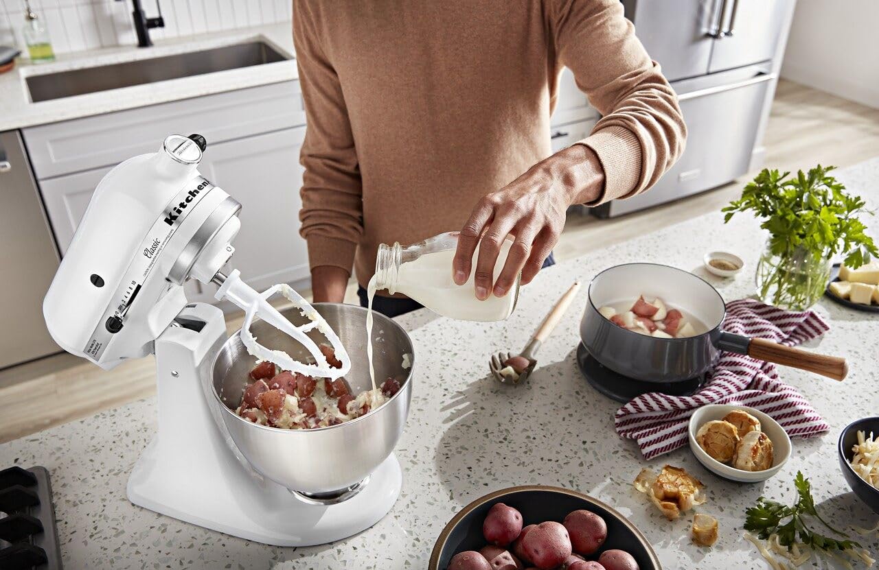 KitchenAid Classic Series 4.5 Qt Tilt-Head Stand Mixer – 275W, 10 Speeds, White