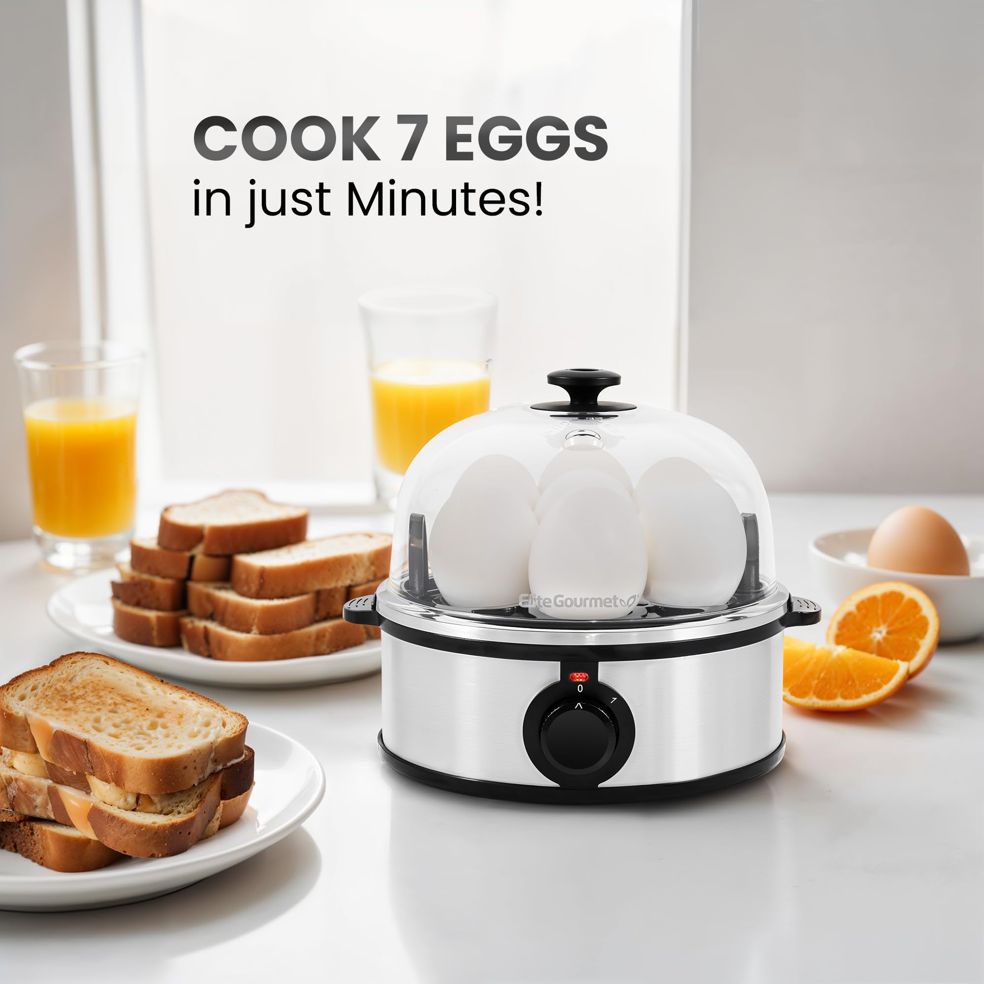 Elite Gourmet Easy Egg Cooker – 7-Egg Electric Cooker with Auto Shut-Off, Retro Mint