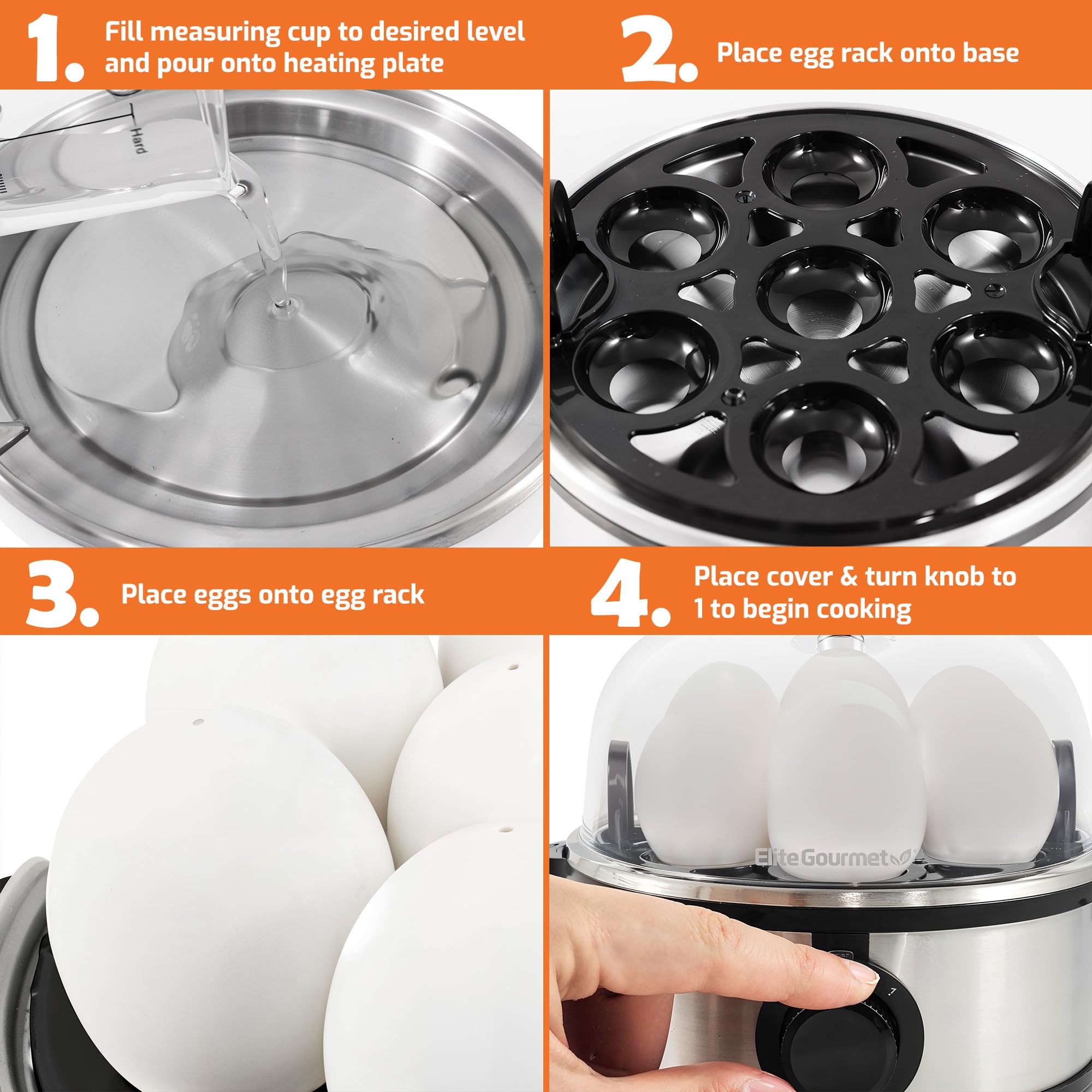 Elite Gourmet Easy Egg Cooker – 7-Egg Electric Cooker with Auto Shut-Off, Retro Mint