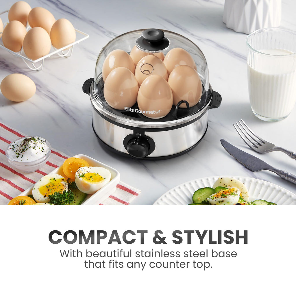 Elite Gourmet Easy Egg Cooker – 7-Egg Electric Cooker with Auto Shut-Off, Retro Mint