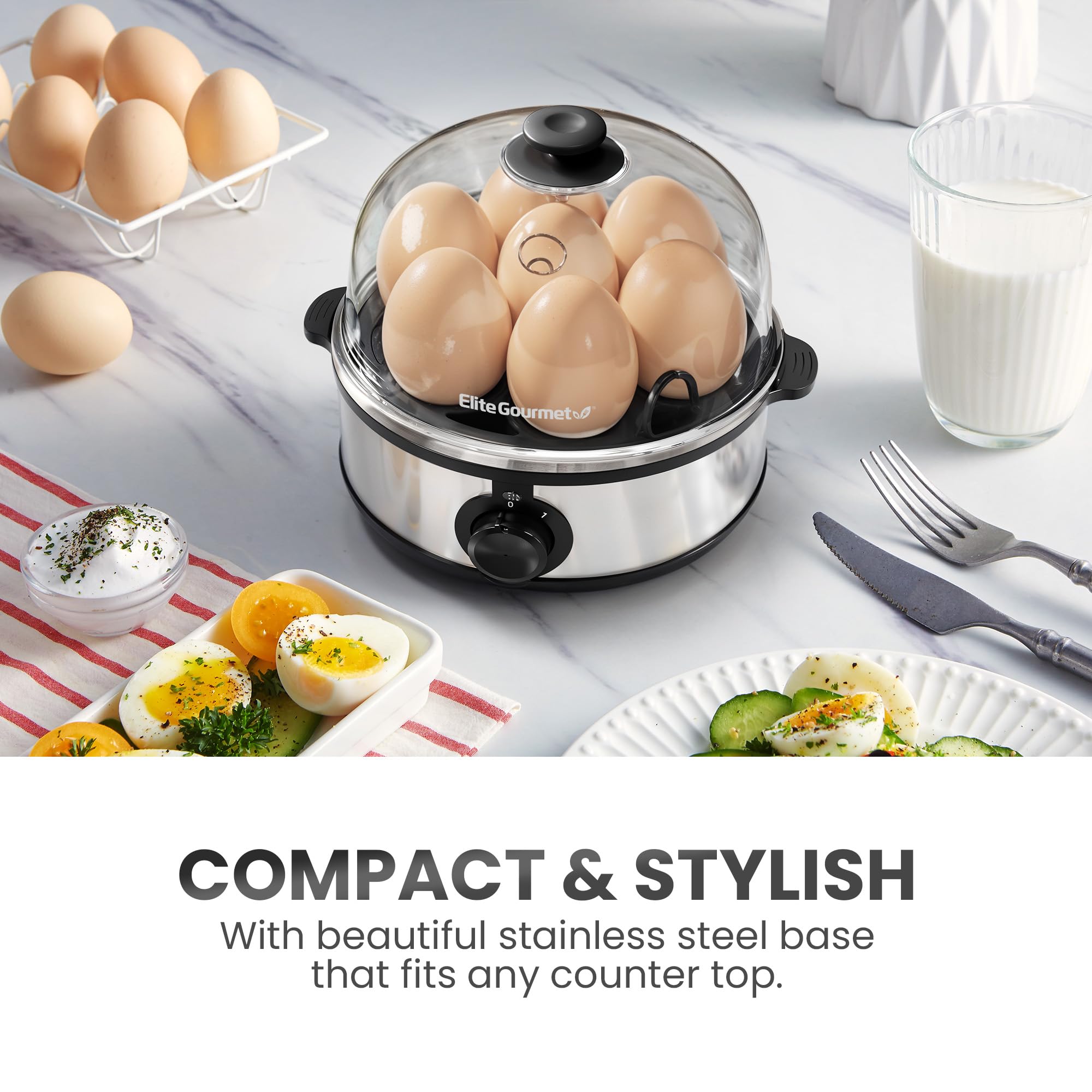 Elite Gourmet Easy Egg Cooker – 7-Egg Electric Cooker with Auto Shut-Off, Retro Mint