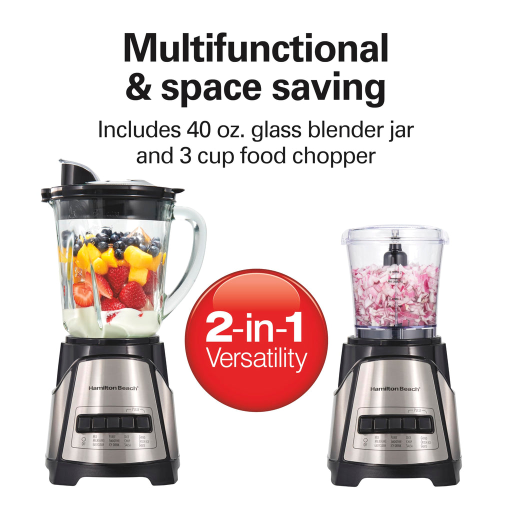 Hamilton Beach Power Elite Wave Action Blender – 700W, 40 oz Glass Jar, 12 Functions