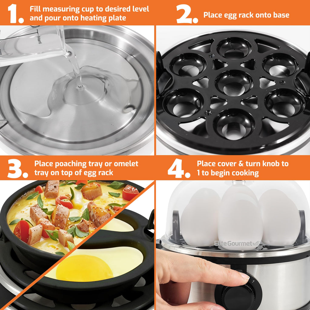 Elite Gourmet Easy Egg Cooker – 7-Egg Electric Cooker with Auto Shut-Off, Retro Mint