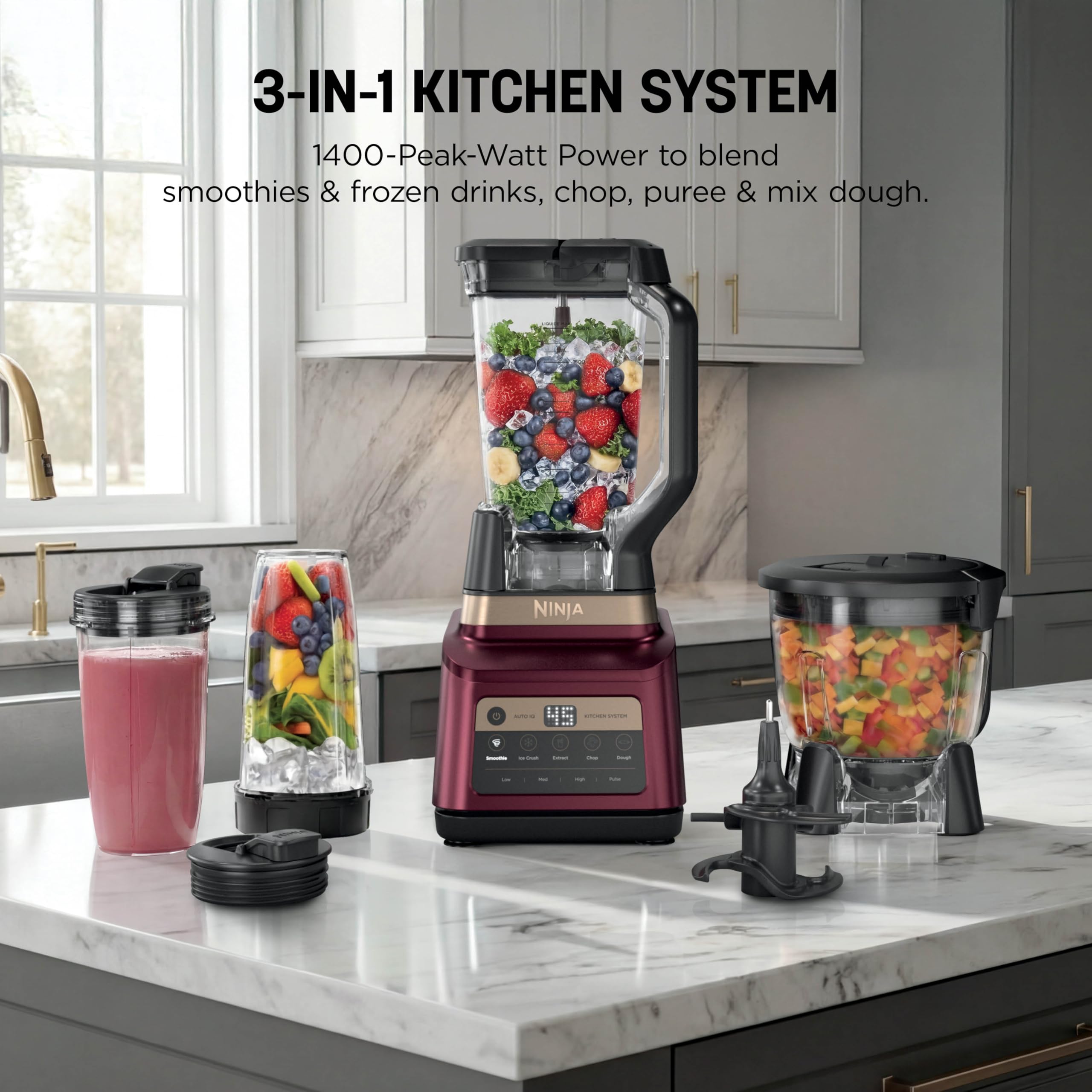 Ninja Professional Plus Blender with Auto-iQ | Smoothie and Ice Cream Maker, Frozen Drink Mixer, Margarita Machine | 3 Auto-iQ Presets, 1400W, 72-oz. Total Crushing Pitcher | Dark Grey | BN701