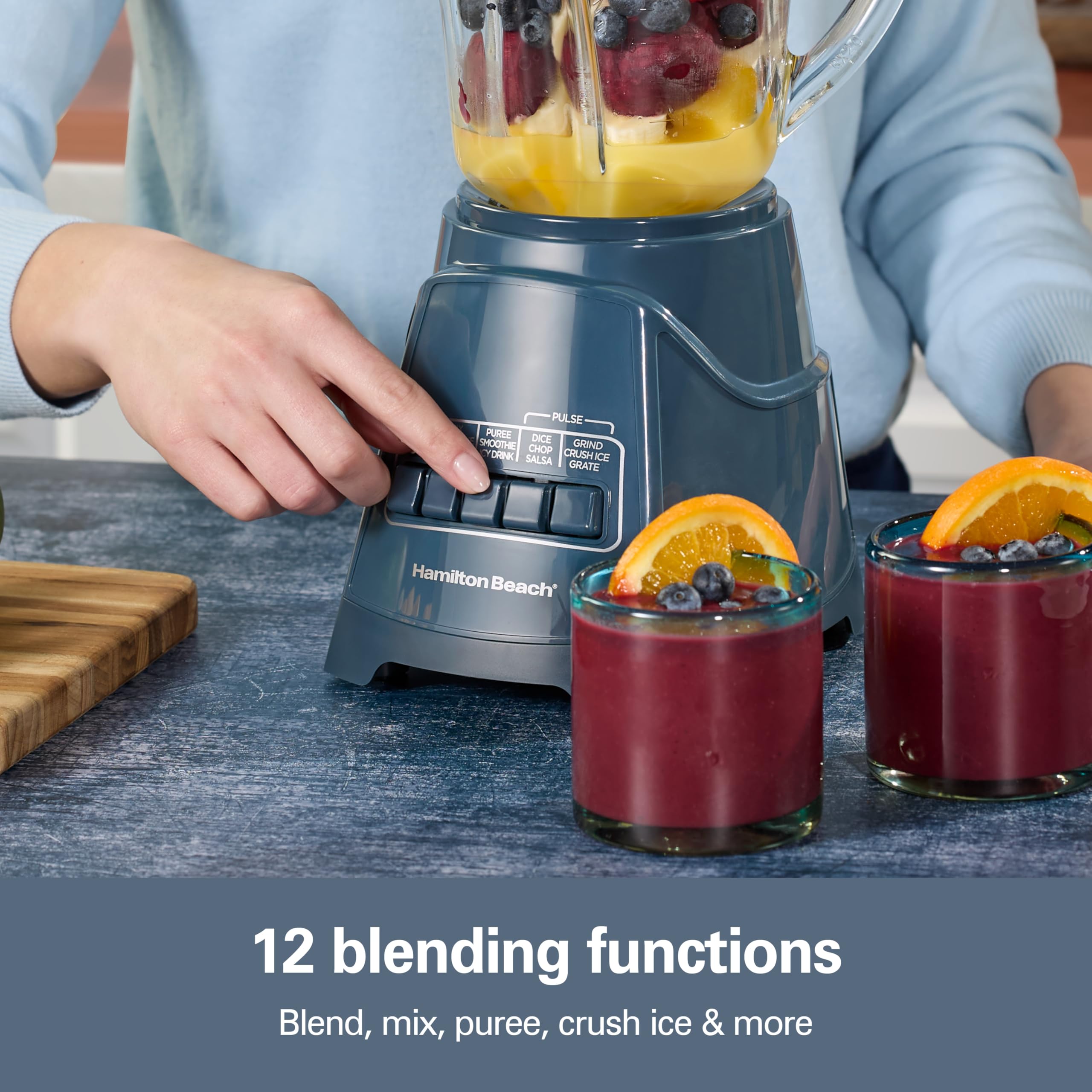 Hamilton Beach Power Elite Wave Action Blender – 700W, 40 oz Glass Jar, 12 Functions