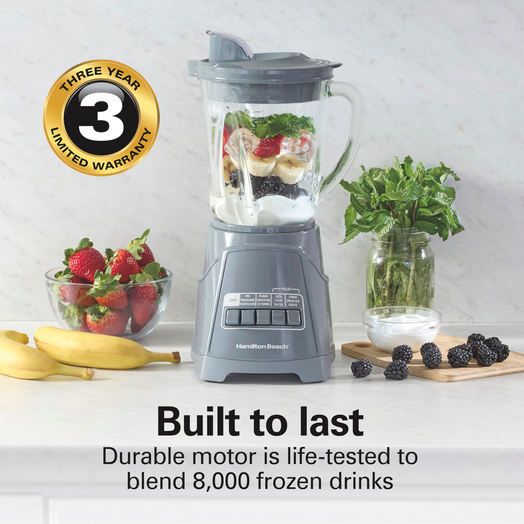 Hamilton Beach Power Elite Wave Action Blender – 700W, 40 oz Glass Jar, 12 Functions
