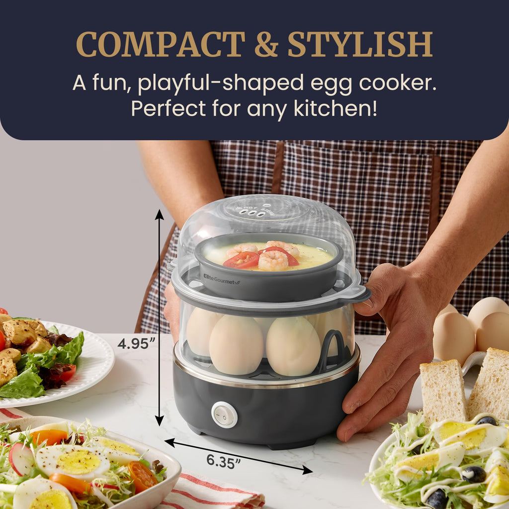 Elite Gourmet Easy Egg Cooker – 7-Egg Electric Cooker with Auto Shut-Off, Retro Mint