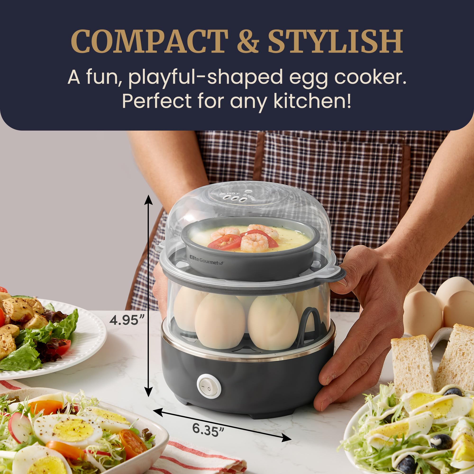 Elite Gourmet Easy Egg Cooker – 7-Egg Electric Cooker with Auto Shut-Off, Retro Mint
