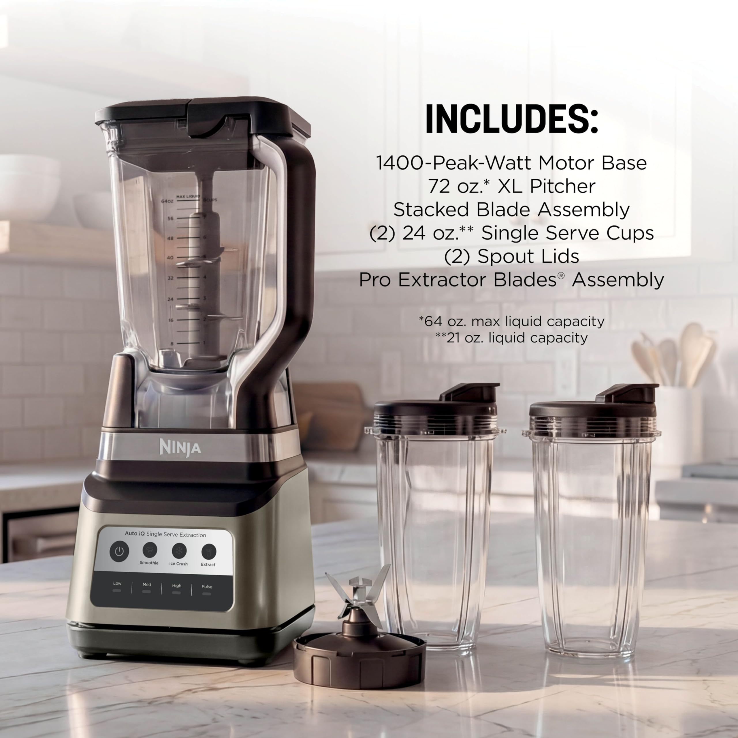 Ninja Professional Plus Blender with Auto-iQ | Smoothie and Ice Cream Maker, Frozen Drink Mixer, Margarita Machine | 3 Auto-iQ Presets, 1400W, 72-oz. Total Crushing Pitcher | Dark Grey | BN701