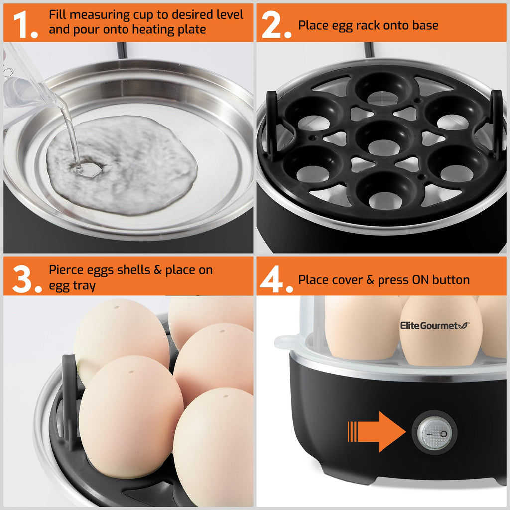 Elite Gourmet Easy Egg Cooker – 7-Egg Electric Cooker with Auto Shut-Off, Retro Mint