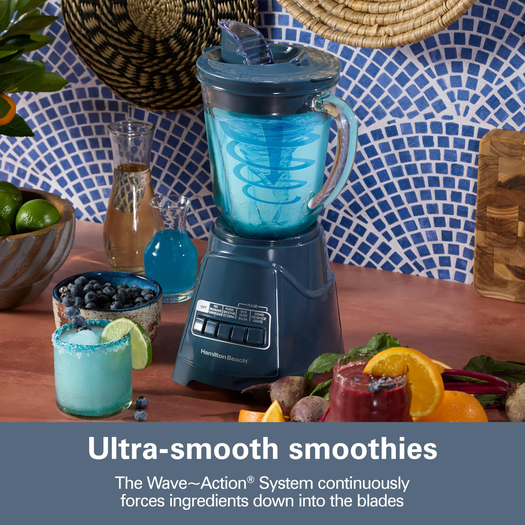 Hamilton Beach Power Elite Wave Action Blender – 700W, 40 oz Glass Jar, 12 Functions